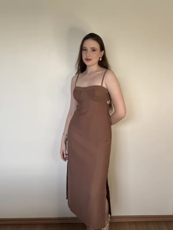 Vestido Midi Marrom