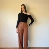 Calça De Couro Marrom