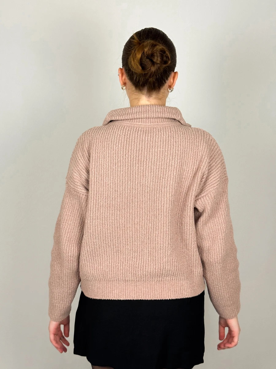 Tricô Mousse Com Zíper Rosa Claro - Imagem 2